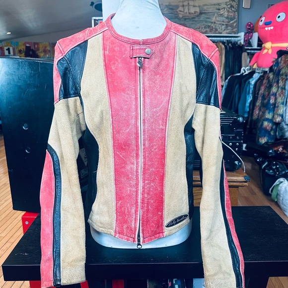 Harley Davidson Vintage RARE Suede and Leather Tri-color Riding Jacket - Picture 4 of 11